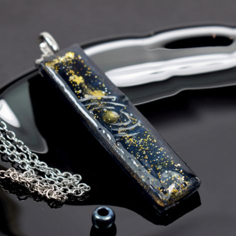 Prostokątny, kosmiczny wisiorek - - Galaktyczny Blask