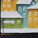 Kolorchatkowo III, obraz anioł kolorowe domki ręcznie malowany na płótnie - 