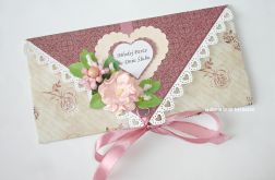 Kopertówka, kartka na ślub Młodej Pary bordowa