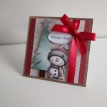 Kartka Świąteczna Boże Narodzenie bałwanek z choinką - Kartka Świąteczna Boże Narodzenie bałwanek z choinką