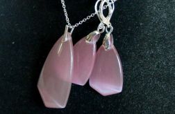 Wzmacniająo-ochronny kwarc "kocie oko", elaegancki zestaw biżuterii w srebrze