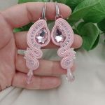 Soutache sutasz kolczyki pudrowy róż klipsy - zgaszony róż