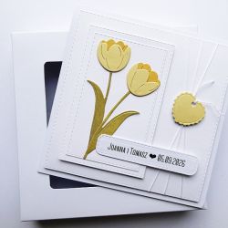 Skromna kartka ślubna żółte tulipany handmade