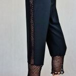 Spodnie czarne z wstawkami - Spodnie szydełkowe