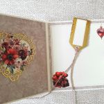 Kartka na 40. rocznicę ślubu „Rubinowe gody” w pudełku - Wnętrze kartki i przód etykietki