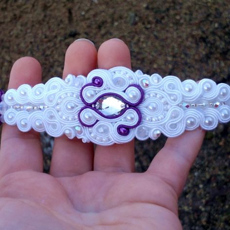 Bransoletka Biało-Fioletowa & kryształy