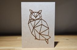 Kartka okolicznościowa - haftowana - sowa