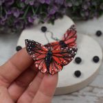 Czerwono czarne kolczyki motyle - kolczyki czerwone motyle
