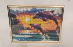 Obrazek diamentowy 15x20cm DELFINY