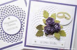 Kartka W DNIU ŚLUBU - fioletowe róże
