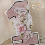 Kartka cyferka na roczek "OhBabyRose" GOTOWA - 