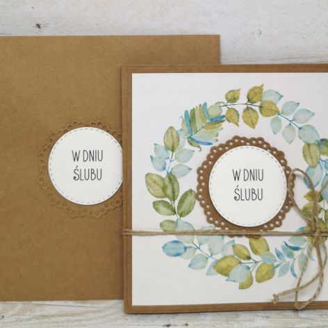 Kartka ślubna  z wieńcem 