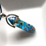 Niebieskie szkło weneckie - Millefiori, wisiorek na rzemyku - 