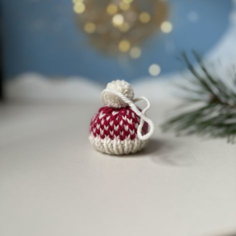 Ozdoba choinkowa, miniczapeczka, biało-różowa