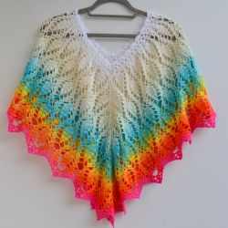 poncho / narzutka tęczowy liść