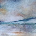 Morze-akwarela formatu 20/20 cm.  - 