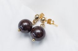 Klasyczne kolczyki pozłacane z Granatem.
