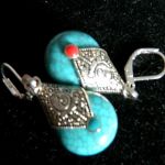 Turkusowe, wiszące, długie kolczyki i srebro - 