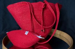 Czerwona Świąteczna Torba z Sznurka Bawełnianego