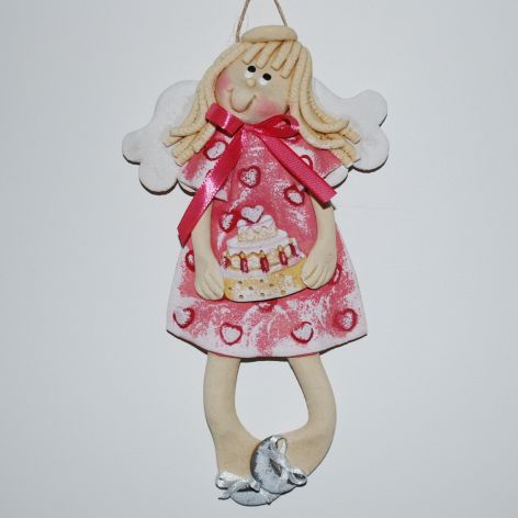 Mam urodziny - aniołek z masy solnej, prezent, dekoracja