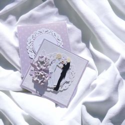 Kartka w pudełku violet