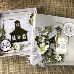 155,Komunia-Komplet komunijny kartka w pudełku do torebki 