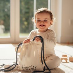 Bawełniany mini plecak miś z imieniem Henio I