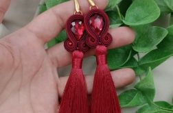 Soutache klipsy kolczyki bordowe bordo długie
