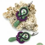 Kolczyki sutasz/soutache zieleń i fiolet  - Fioletowo zielone kolczyki