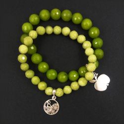 Bransoletki srebrne zielone jabłuszka.