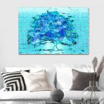 Nowoczesny obraz Niebieskie drzewo 120 x 80 - Obraz turkusowe drzewo w salonie