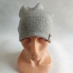 Cienka czapka z wełny merino, szara. - szara czapka
