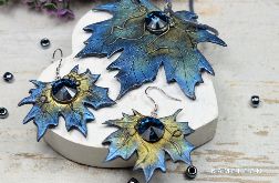 Komplet biżuterii "liść klonu" niebieski