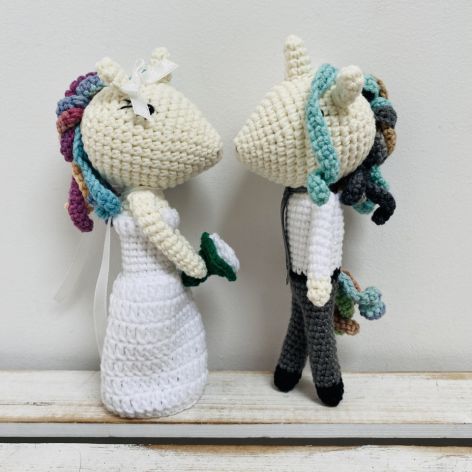 Młoda para jednorożce ślubne ręcznie robione prezent