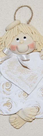 Dla Sabinki – anioł z dedykacją, na szczęcie, z masy solnej, rękodzieło