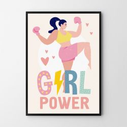 Plakat obraz girl power pink 50X70 B2