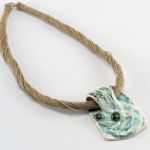 Naszyjnik ceramiczny,  Naszyjnik lniany z ceramiką - 
