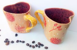 Ceramiczne kubki handmade - Folkowe serca