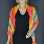 Chusta w kolorach tęczy z długim włosem - ciepła chusta