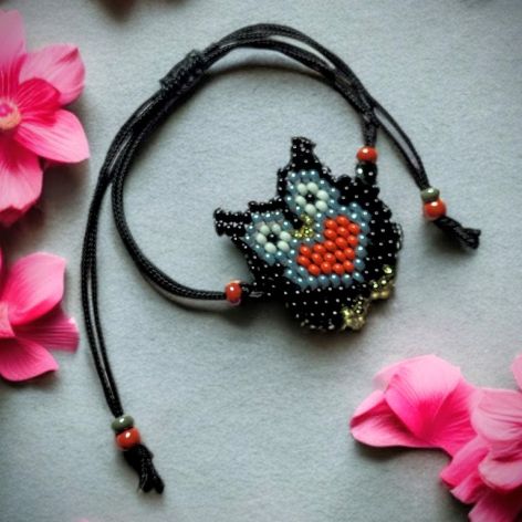 Bransoletka na sznurku "Sowa i serce czerwone" Prezent na Walentynki 