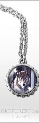 Medalion, naszyjnik - Szary wilk - mały