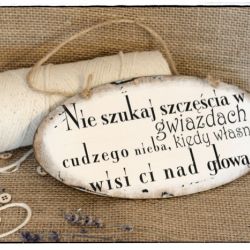 Tabliczka z napisem Poszukiwanie szczęścia Tabliczka z napisem Poszukiwanie szczęścia