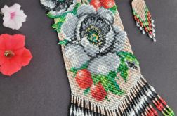 Naszyjnik gerdan koralikowy Anemone i Brusznice z frędzliami