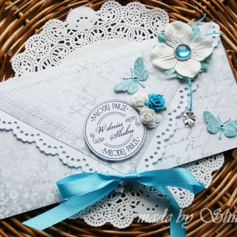 Kopertówka z okazji ślubu- szarości i turkusy