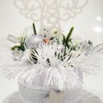 Stroik dekoracja Boże Narodzenie Anioł srebrno-biały - Aniołek w bieli i pudrowym różu