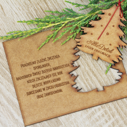 Życzenia świąteczne GWIAZDKA kartka drewniana