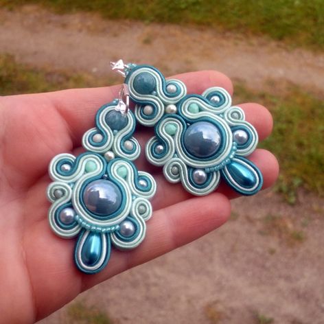 Kolczyki soutache Zielono-Miętowe