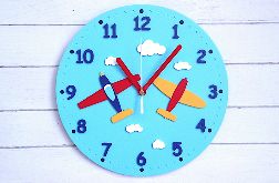 Zegar dla dziecka z samolotami