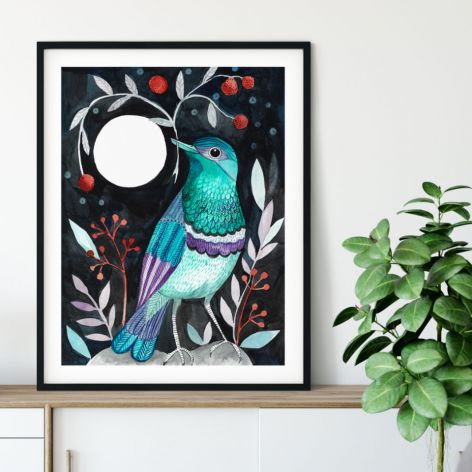 Moon bird wydruk ilustracji