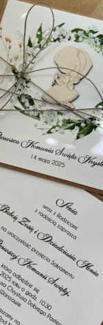 Zaproszenia komunijne handmade z personalizacją